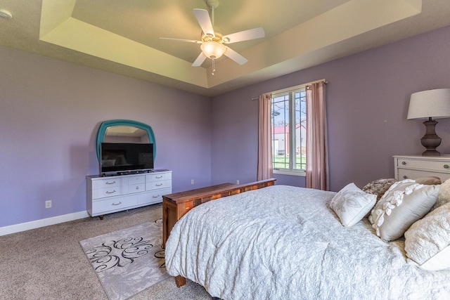 19800 Providence Dr, Lebanon, MO 65536 - bedroom with baseboards, carpet floors, ceiling fan, and a raised ceiling