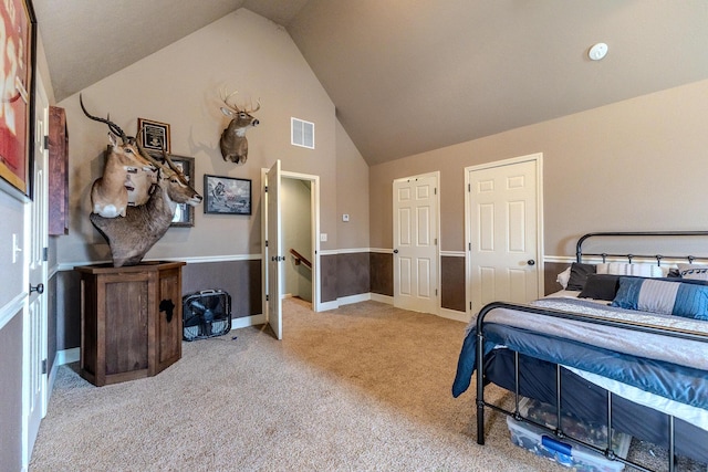 19800 Providence Dr, Lebanon, MO 65536 - carpeted bedroom featuring lofted ceiling and visible vents
