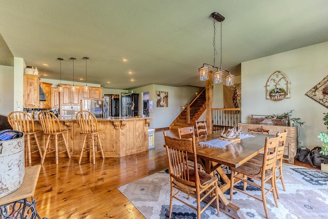 19800 Providence Dr, Lebanon, MO 65536 - dining space featuring recessed lighting, stairway, and light wood finished floors