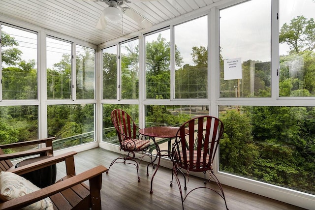 720 Fall Creek Dr Unit 3, Branson, MO 65616 - sunroom / solarium featuring a ceiling fan, plenty of natural light, and wood finished floors
