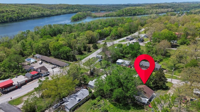 295 Glendale St, Rockaway Beach, MO 65740 - drone / aerial view with a wooded view and a water view