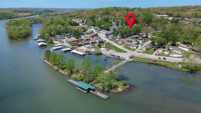 295 Glendale St, Rockaway Beach, MO 65740 - bird's eye view with a water view and a view of trees