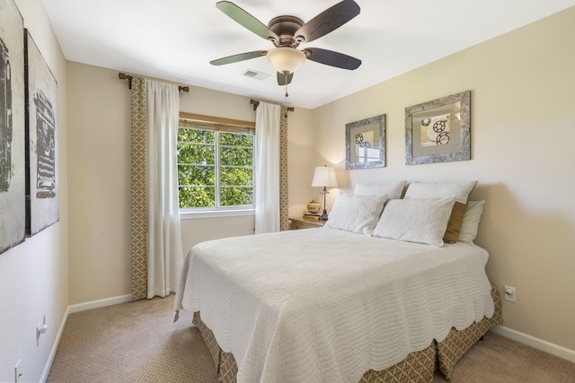 140 S Tuscany Dr Unit C, Hollister, MO 65672 - carpeted bedroom featuring visible vents, ceiling fan, and baseboards