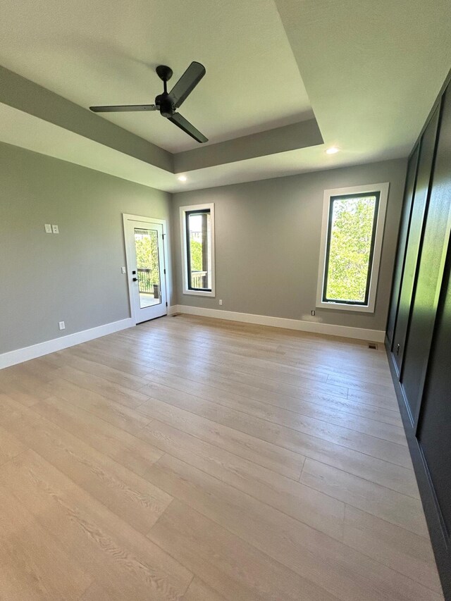 5958 S Clay Ave, Springfield, MO 65810 - empty room featuring ceiling fan, light wood-type flooring, and baseboards