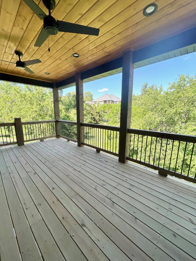 5958 S Clay Ave, Springfield, MO 65810 - wooden terrace with a ceiling fan
