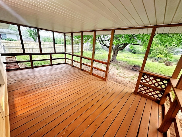 view of unfurnished sunroom
