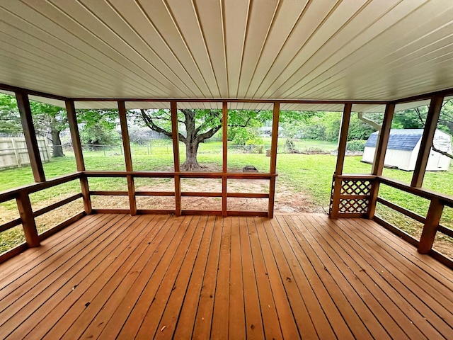 view of unfurnished sunroom