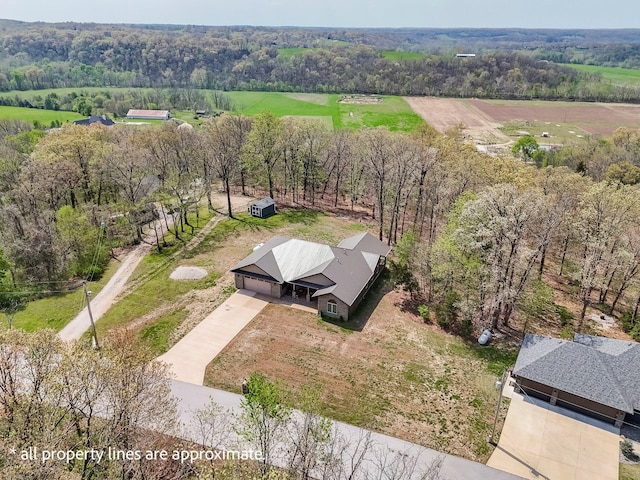 drone / aerial view with a rural view