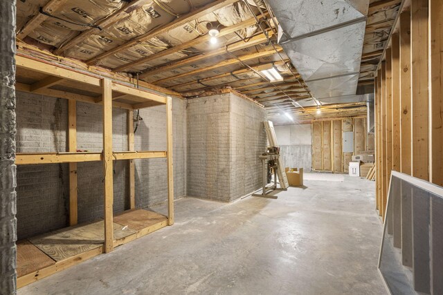 view of unfinished basement