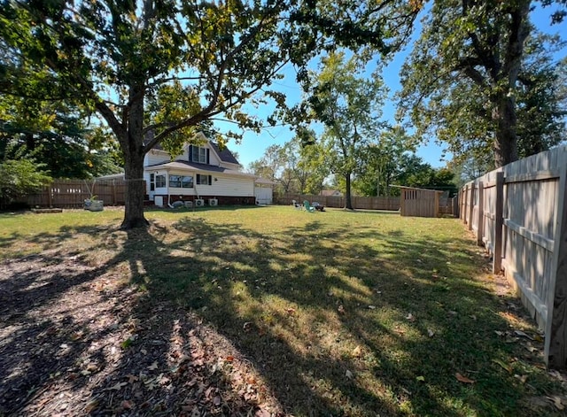 view of yard with a fenced backyard