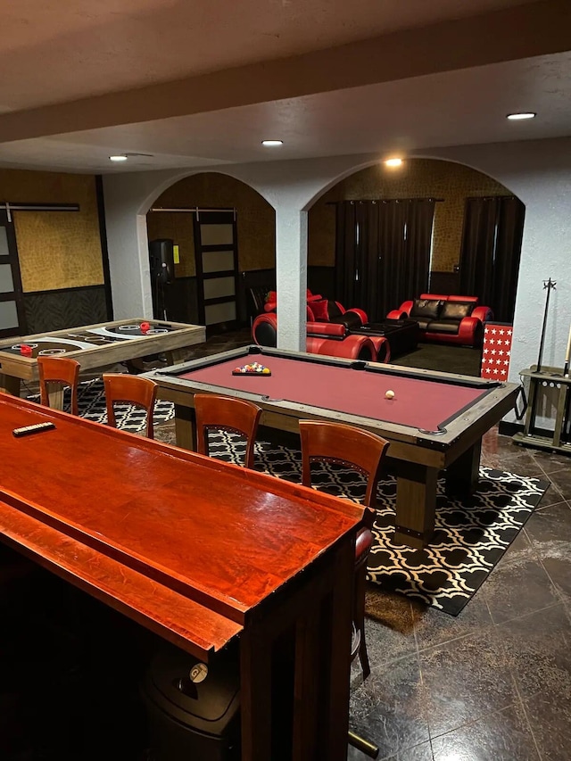 48 King Cir, Branson, MO 65616 - rec room with pool table, recessed lighting, and arched walkways
