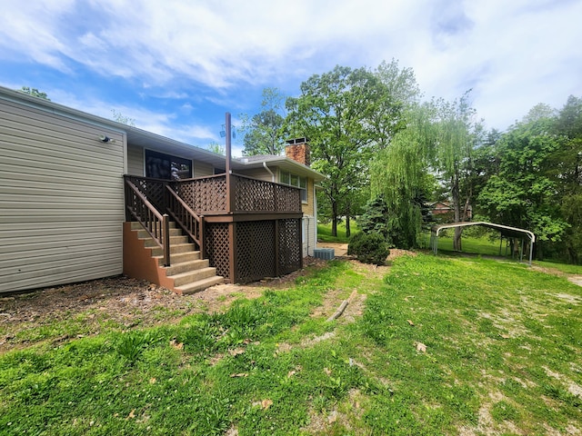 view of yard featuring a deck
