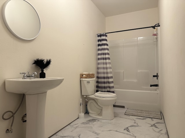 777 S Elm St, Marshfield, MO 65706 - full bath with toilet, marble finish floor, and shower / bath combo