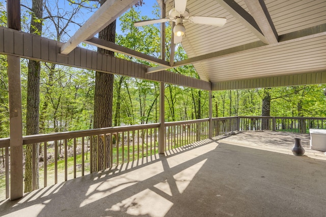 view of patio featuring a ceiling fan
