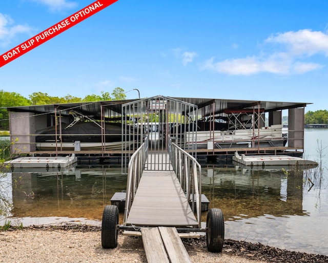 view of dock featuring a water view