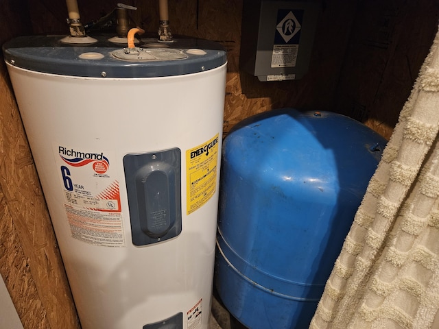 utility room with electric water heater