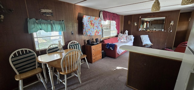 25965 Willow Rd, Hermitage, MO 65668 - carpeted dining room featuring wood walls