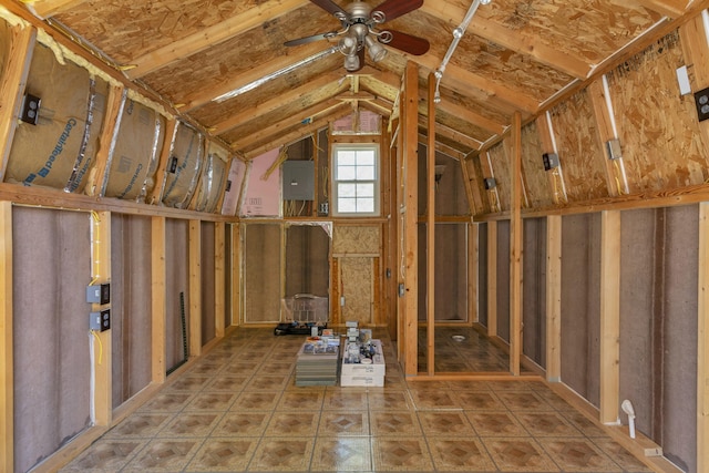 storage room featuring ceiling fan