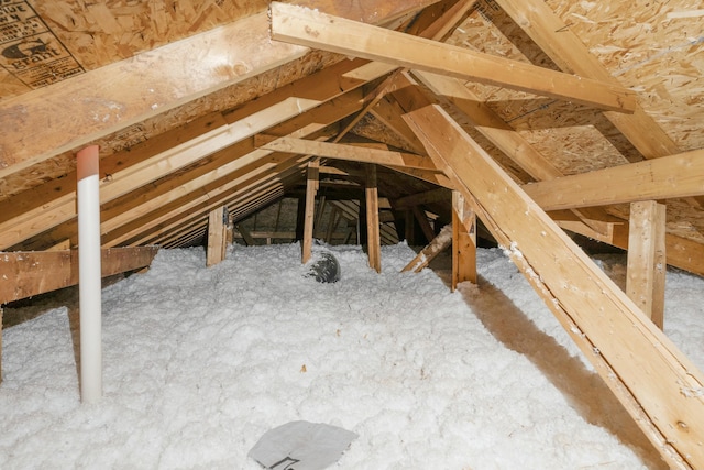 view of unfinished attic