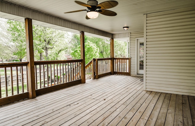 wooden terrace with ceiling fan