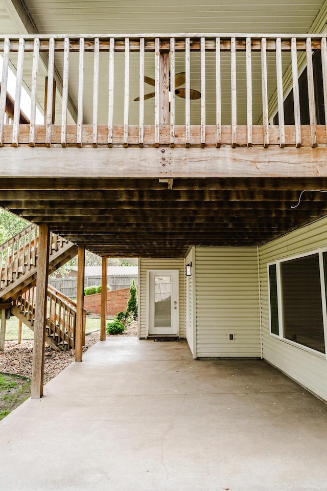 view of patio / terrace with stairway