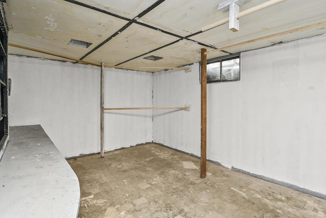 view of unfinished basement
