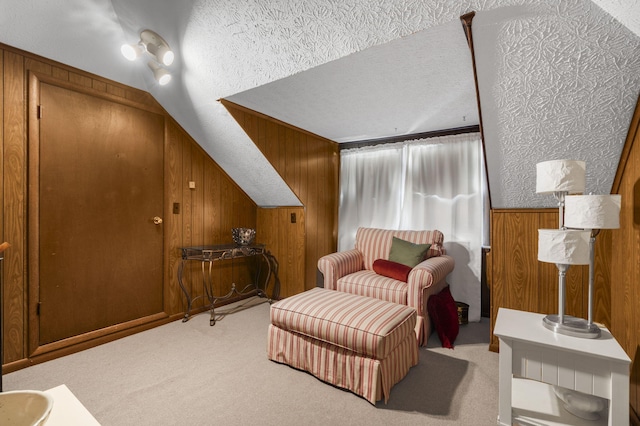 3660 S Ferguson Ave, Springfield, MO 65807 - living area with wooden walls, carpet floors, and a textured ceiling