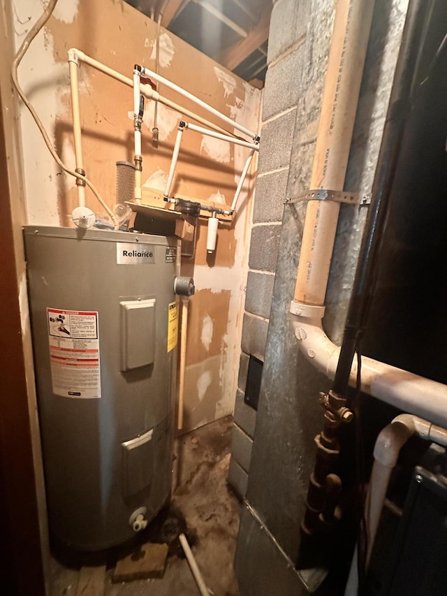 utilities featuring heating unit and electric water heater