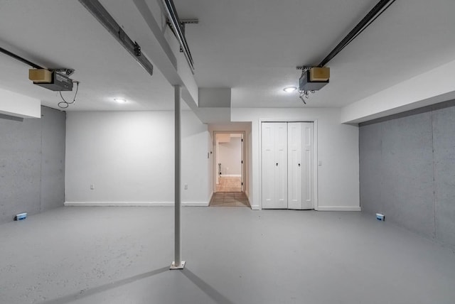 finished basement featuring a garage