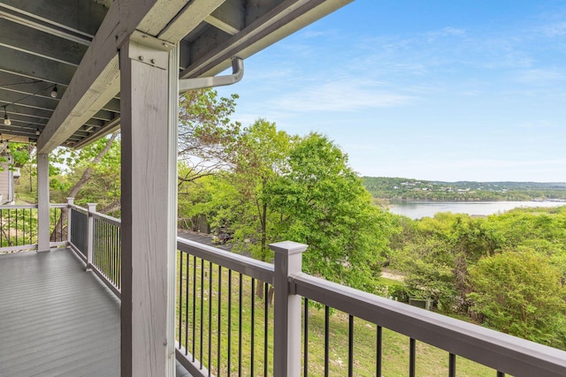 deck with a water view