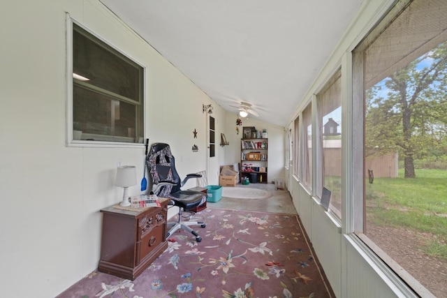 sunroom with vaulted ceiling