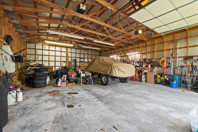 garage with a garage door opener