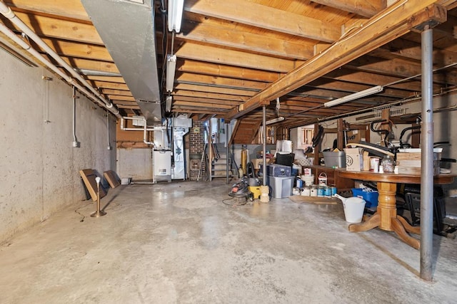 unfinished basement with heating unit