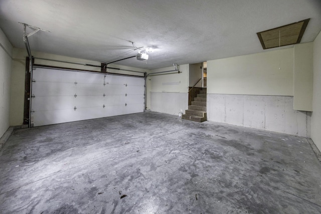 garage with a garage door opener