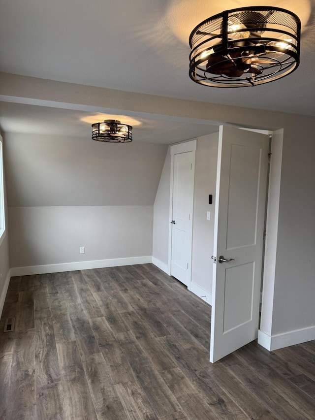 1256 Black Oak Resort Ln, Lampe, MO 65681 - bonus room featuring visible vents, baseboards, dark wood-type flooring, and lofted ceiling