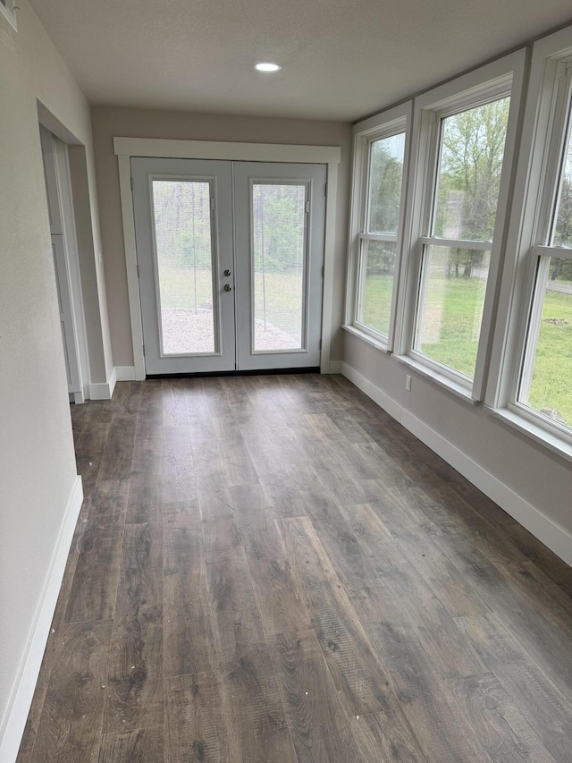 1256 Black Oak Resort Ln, Lampe, MO 65681 - interior space featuring baseboards, dark wood-style floors, and french doors