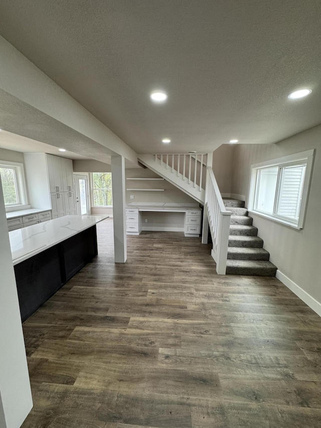 1256 Black Oak Resort Ln, Lampe, MO 65681 - basement with recessed lighting, stairs, baseboards, and dark wood finished floors
