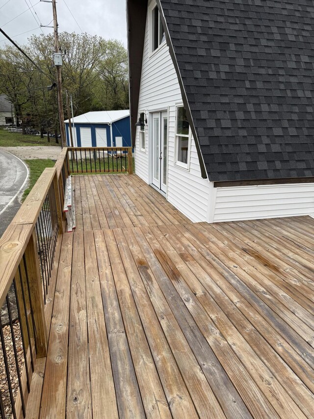1256 Black Oak Resort Ln, Lampe, MO 65681 - wooden terrace with an outbuilding