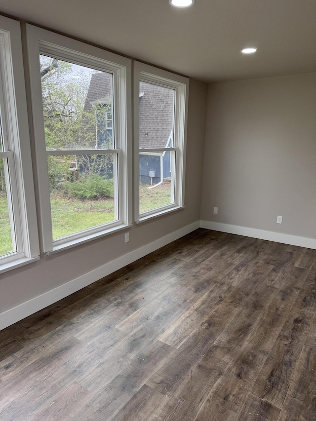 1256 Black Oak Resort Ln, Lampe, MO 65681 - empty room featuring dark wood-type flooring, recessed lighting, baseboards, and plenty of natural light