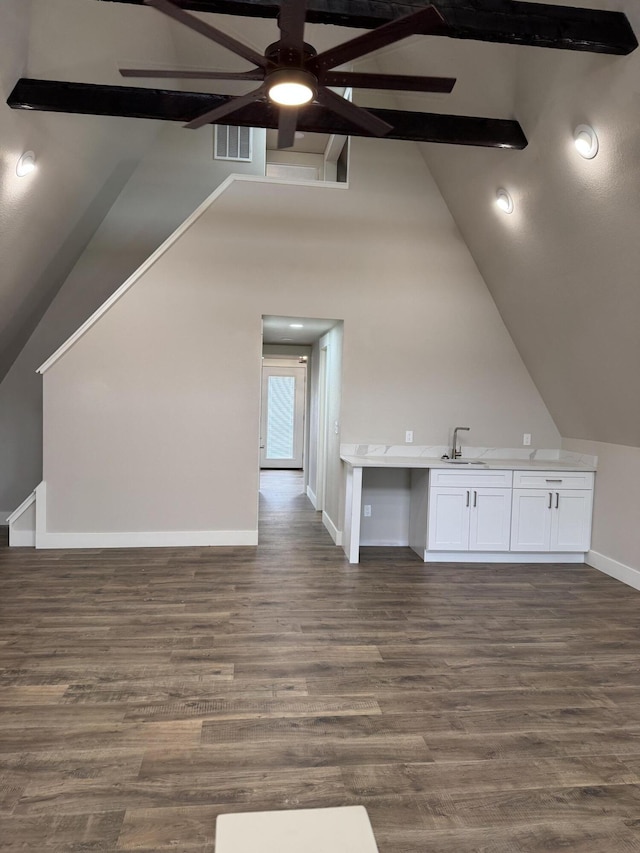1256 Black Oak Resort Ln, Lampe, MO 65681 - bonus room featuring baseboards, a sink, ceiling fan, and vaulted ceiling