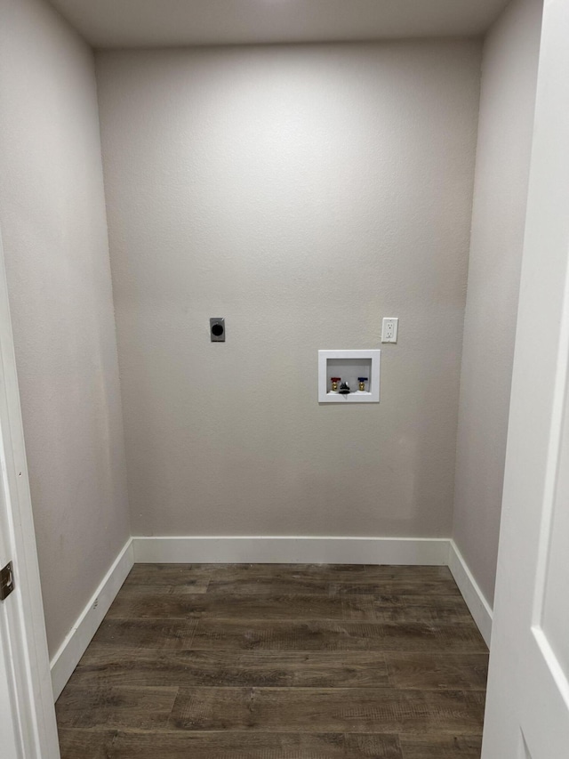 1256 Black Oak Resort Ln, Lampe, MO 65681 - washroom featuring hookup for an electric dryer, laundry area, dark wood-style flooring, baseboards, and hookup for a washing machine
