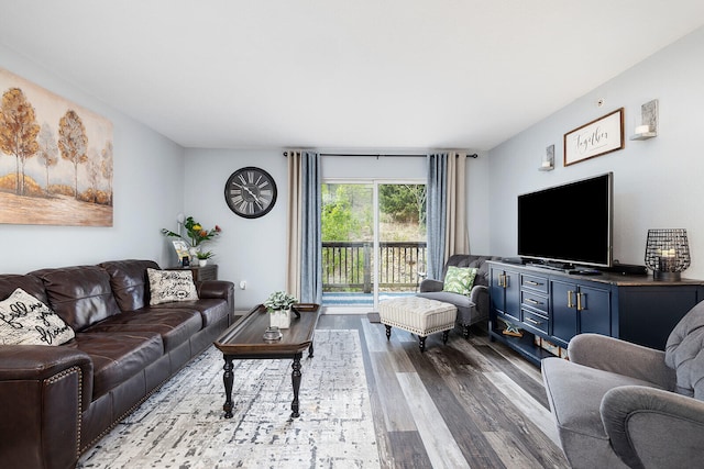 living area featuring wood finished floors