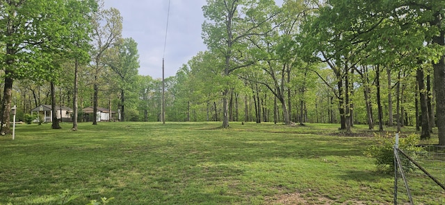 view of yard featuring a view of trees