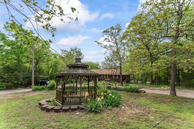 view of yard with a gazebo
