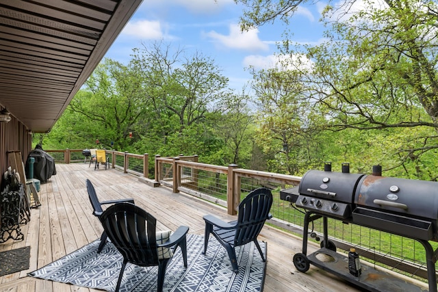deck featuring grilling area