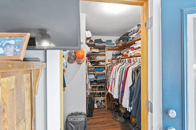 spacious closet with wood finished floors