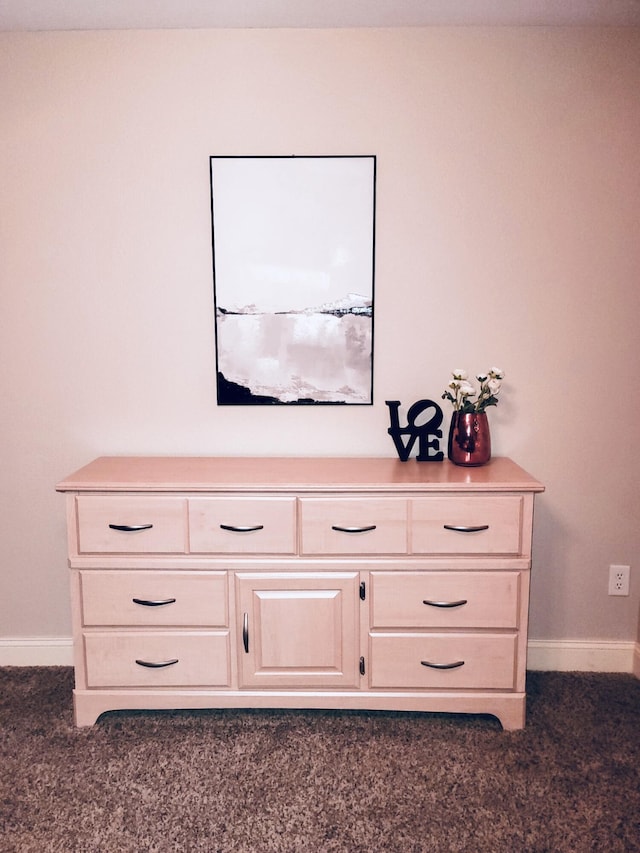 interior details featuring carpet flooring and baseboards