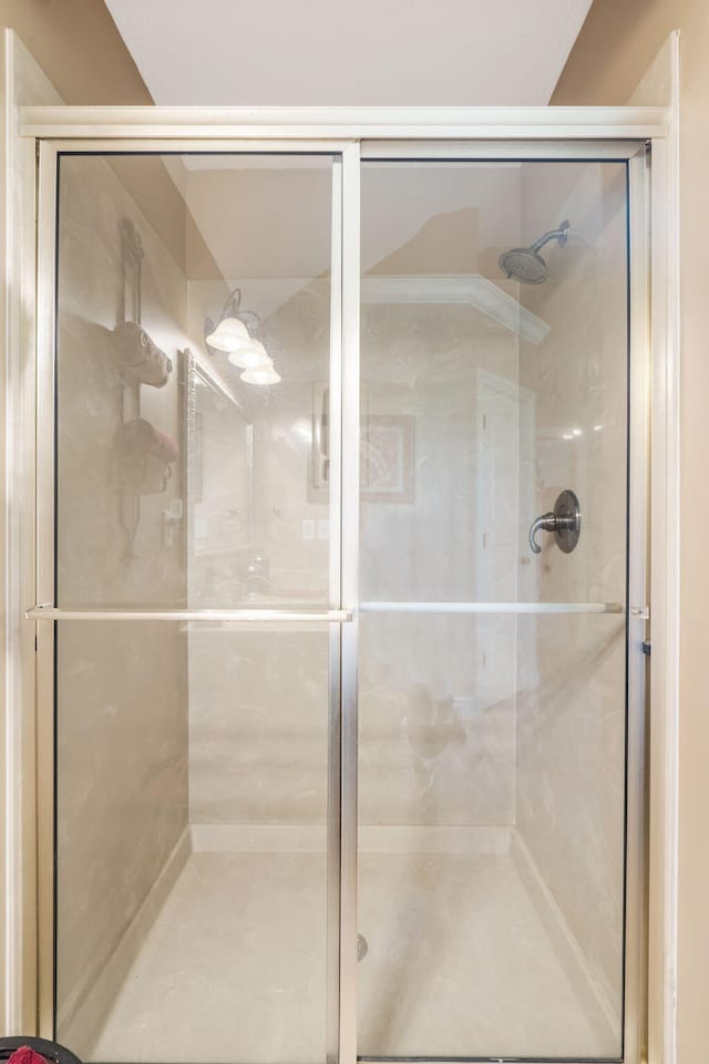 bathroom with a stall shower