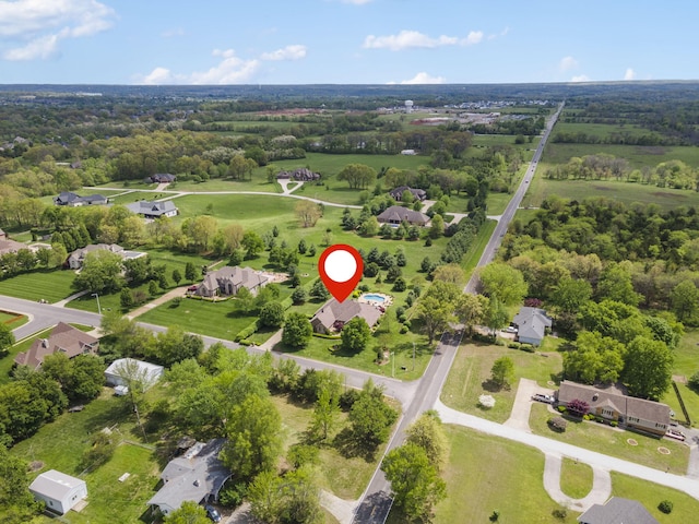 bird's eye view with a residential view