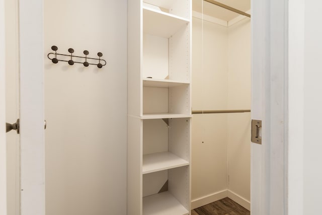 spacious closet with wood finished floors